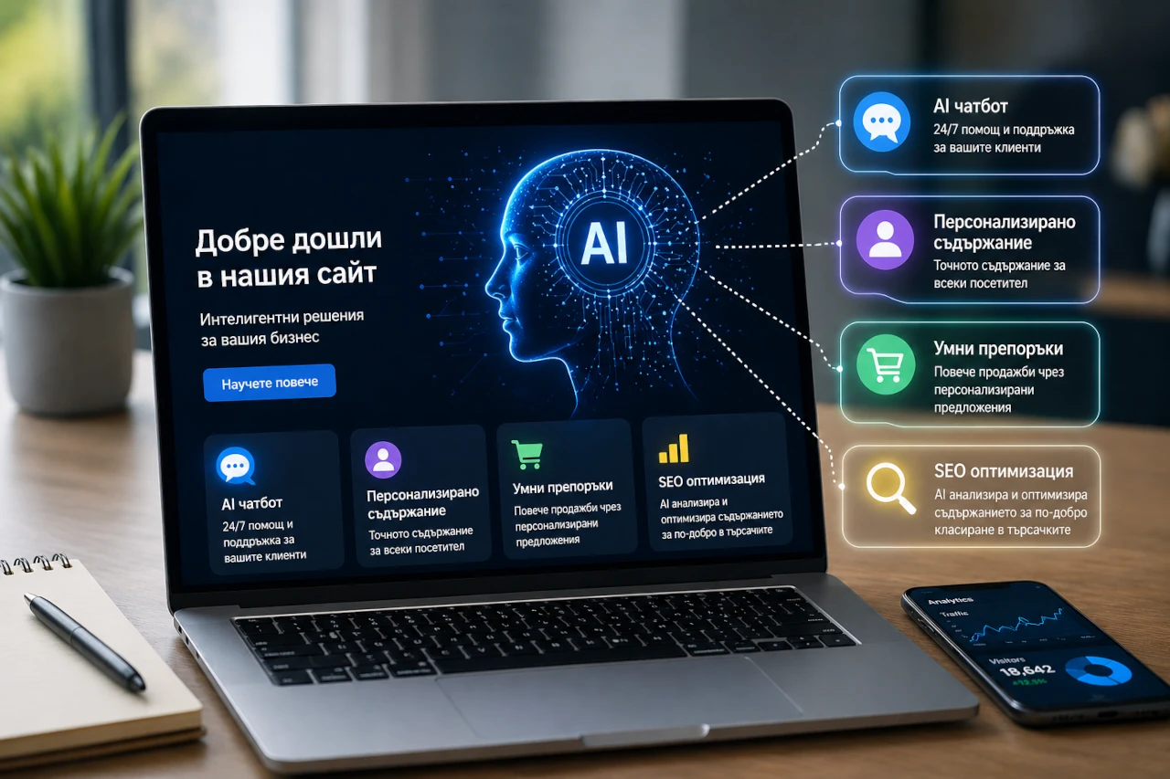 AI функционалности в модерен уеб сайт – чатбот, персонализирано съдържание и SEO оптимизация